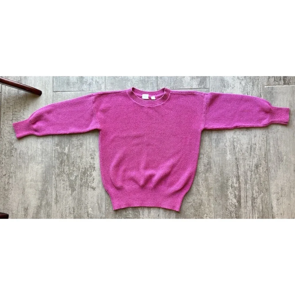 GAP Kids Sweater Girls Pink Metallic Shimmer Knit Pullover Crew Neck Casual S